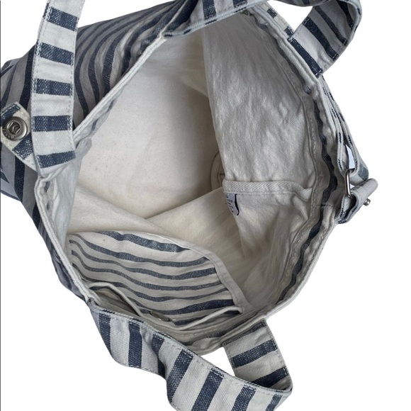 DENIM BMI blue & white stripe double handle tote. - Picture 6 of 10